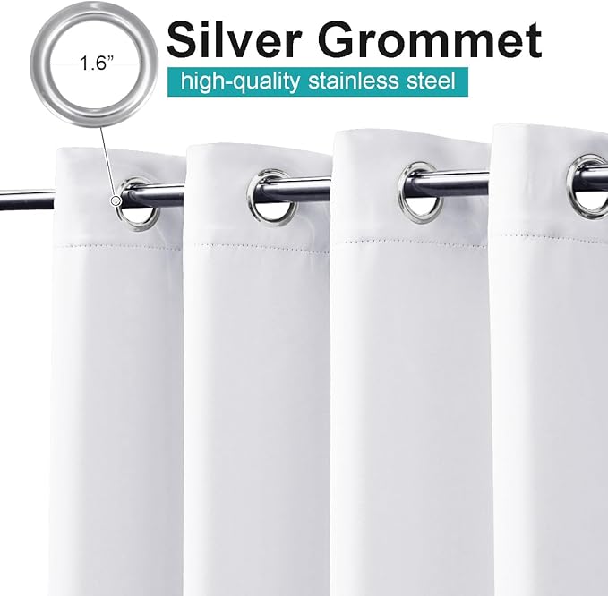 NICETOWN Outdoor Curtain for Patio Waterproof Extra Wide 84 inch, Sun Blocking Vertical Blinds Thermal Insulated Stainless Grommet for Front Porch/Gazebo/Lanai, Pure White, 1 Piece, 84 inch L