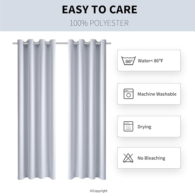 Outdoor Indoor Curtains W52 x L63 for Patio - Weather-resistant Window Panels Privacy Protect Grommet Top Thermal Insulated Home Curtain for Porch Pergola Lawn Garden Hot Tub Area (2 Panels)