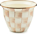 MACKENZIE-CHILDS Flowerpot, Decorative Garden Pot for Growing Plants, Brown-and-White Mocha Check