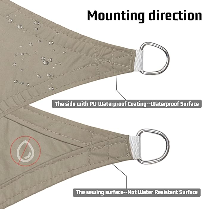 LOVE STORY Triangle 18'x18'x18' Waterproof Sun Shade Sail Canopy UV Block for Outdoor Patio Backyard Carport,Taupe(We Make Custom Size)