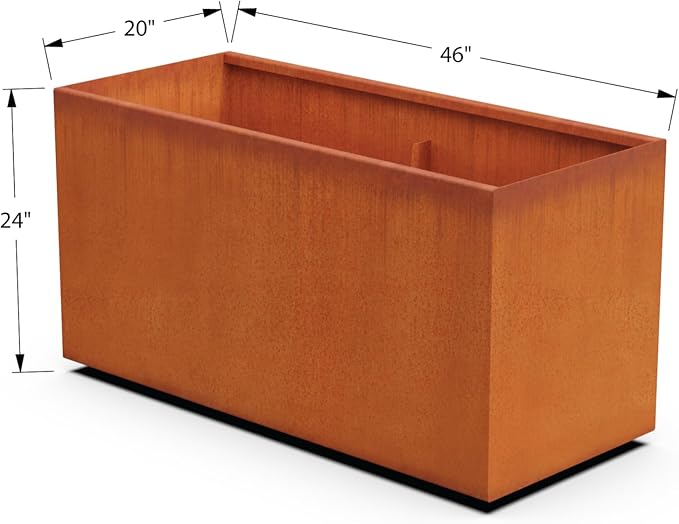 PLANTERCRAFT Corten Steel Planter Rectangle Outdoor Metal Garden Box Heavy Duty | Made in USA | Fully Assembled