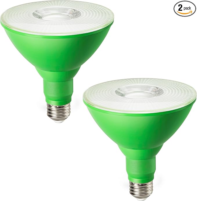 EDISHINE St.Patrick's Day/Easter Decorations PAR38 Green LED Flood Light Bulbs, Dimmable LED Light Bulb, 18W(120W Equivalent), Outdoor Weatherproof Light Bulb, E26 Base, 2 Pack