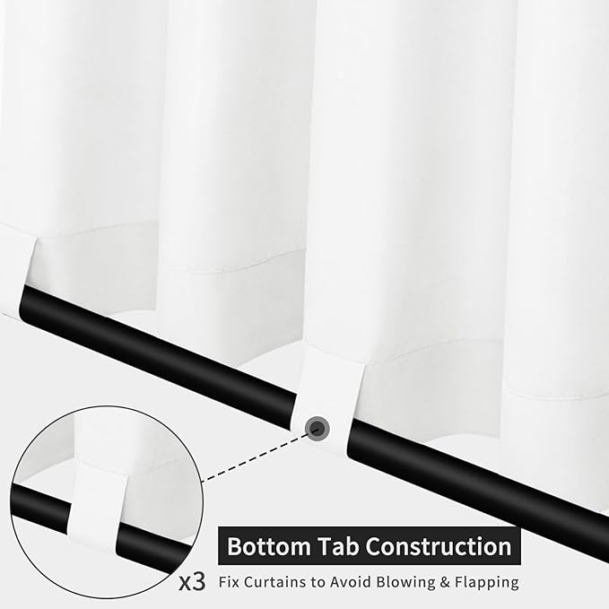 Easy-Going Linen Look Outdoor Curtains Waterproof Windproof Porch Curtains, Soft Thicken Outdoor Privacy Curtains for Patio, Gazebo, Grommet Top and Tab Bottom Drape, 1 Panel, 54x108 inch, White