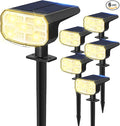 DAMINY Solar Spotlights Waterproof IP65,Auto On/Off,3000K 2 Lighting Modes Solar spot Lights for Garden,Pathway,Yard,Landscape-6 Pack