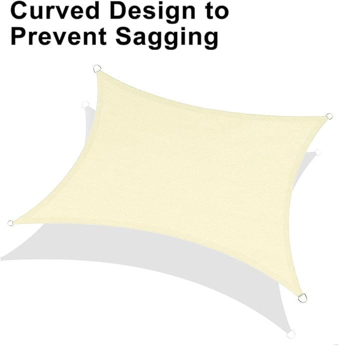 LOVE STORY Custom Size 10'x18' Butter Cream Sun Shade Sail Rectangle UV Block Canopy Patio Sail Sunshades Fabric for Outdoor Garden Carport (We Make Custom Size)