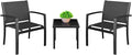 Homall 3 Pieces Patio Furniture Set Outdoor Patio Conversation Textilene Bistro Set Modern Porch Lawn Chairs with Coffee Table for Home and Balcony (Black)