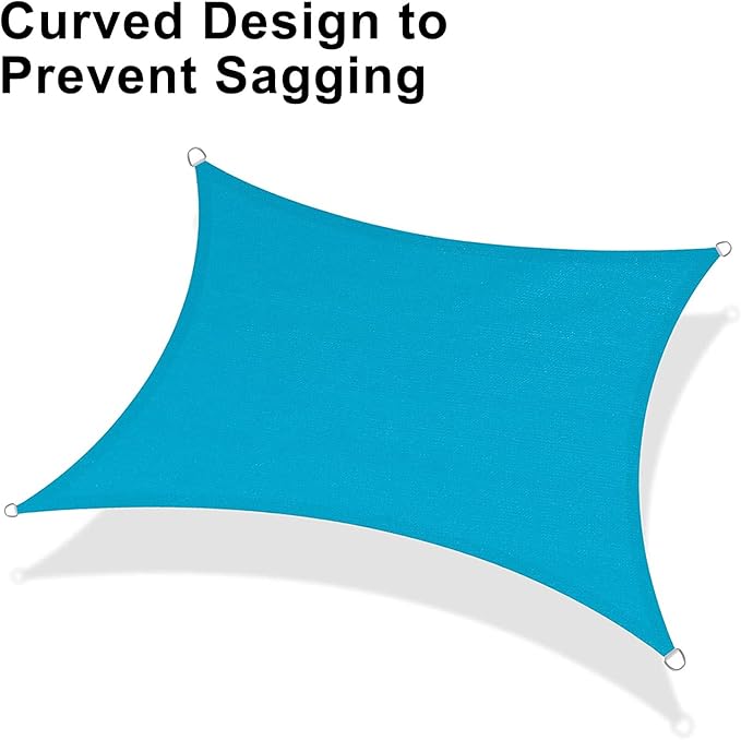 LOVE STORY Custom Size 7'x7' Turquoise Blue Sun Shade Sail Rectangle UV Block Canopy Patio Sail Sunshades Fabric for Outdoor Garden Carport (We Make Custom Size)