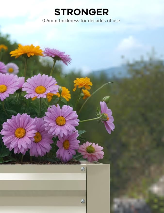 Garvee 6x3x2ft Galvanized Raised Garden Bed Outdoor,Rust-Resistant Raised Garden Beds for Gardening, Easy Assembly Outdoor Garden Box & Planters, Beige