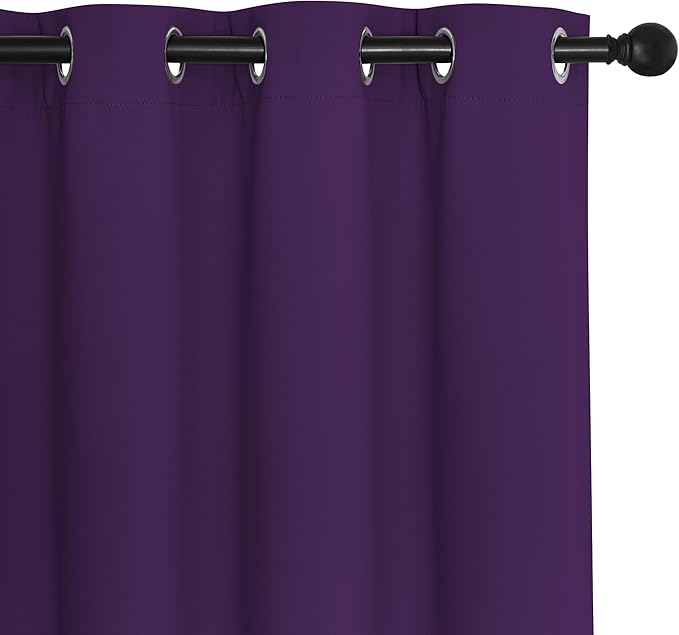 NICETOWN 66 Inch Long Blackout Curtains for Bedroom Living Room, Thermal Insulated Room Darkening Curtains, Light Blocking Blackout Drapes for Bedroom, 66" W x 66" L, 1 Panel, Royal Purple