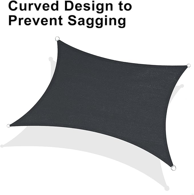 LOVE STORY 20' x 20' Sun Shade Sails Rectangle Patio Sunshades Canopy for Outdoor Garden Backyard, Graphite Grey