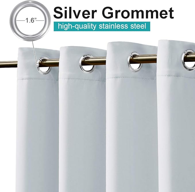 NICETOWN Large Outdoor Curtain for Cabana Waterproof, Rust-Proof Grommet Top Room Darkening Patio Door Panel Heavy Weight Keep Privacy for Party/Terrace, Greyish White, 1 Panel, W140 x L84