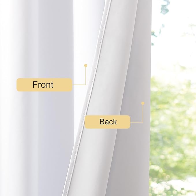 NICETOWN 100% Blackout Curtains 84 inches Long for Bedroom - Thermal Insulated Grommet Room Darkening Curtains for Living Room (1 Panel Set,Pure White, 52W x 84L)