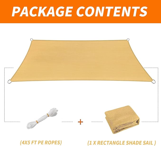 8'x8' Sun Shade Sail Curved Commercial Outdoor Shade Cover Turquoise Rectangle Heavy Duty Permeable 185GSM Outdoor Shades for Patio Garden Sandbox