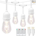 Mlambert 3 Color Outdoor LED Dimmable String Lights with Remotes, Plug in 96FT(2x48FT) Waterproof Shatterproof LED Lights for Patio Pergola-White Cord