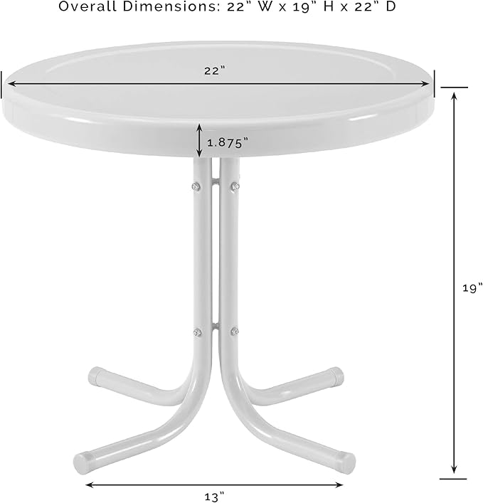 Crosley Furniture Griffith Weather Resistant Retro Metal Outdoor Side Table for Patio, Deck, Porch, Red