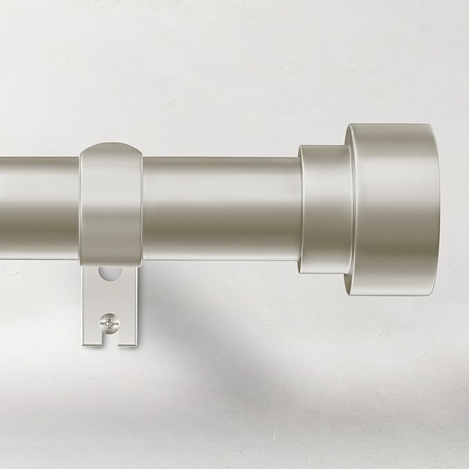 Curtain Rods for Windows 72 to 144, 1 Inch Adjustable Heavy Duty Long Window Drapery Rods with End Caps, Indoor Outdoor Curtain Rod for Patio Bedroom, Size 32" - 150", Brushed Nickel