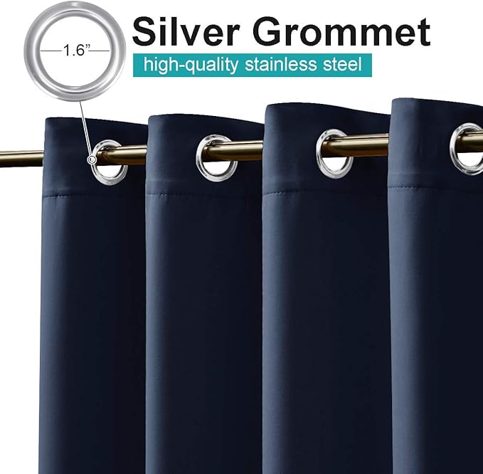 NICETOWN Outdoor Curtain for Patio Waterproof 84 inch Long, Rustproof Grommet Room Darkening Outdoor Slider Blind Window Treatment for Shower/Balcony, Navy Blue, 120 inch Wide, 1 Panel