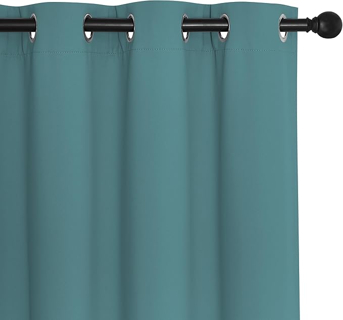 NICETOWN Blackout Patio Curtains 100 x 144 Inches Long for Sliding Door Extral Wide Blackout Curtain Panels Thermal Insulated Room Divider - Grommet Top, 100" W x 144" L, 1 Panel, Sea Teal