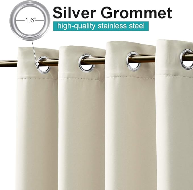 NICETOWN Outdoor Blind for Patio Waterproof, Rustproof Grommet Room Darkening Light Blocking Privacy Protect Weighted Outdoor Curtain for Pavilion/Room Divider, 1 Panel, W84 x L84, Beige