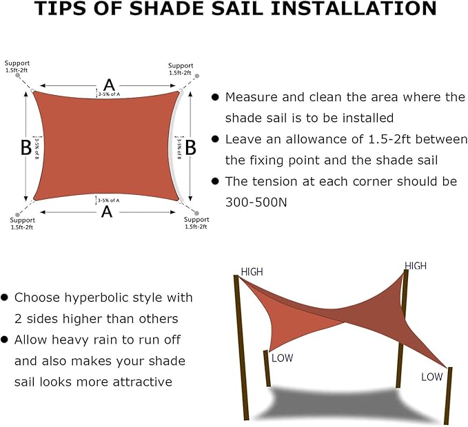 KANAGAWA 18'X18' Rust Red Custom Size Sun Shade Sail Square UV Block Canopy Cover for Patio Backyard Lawn Garden Outdoor (Customized Available)