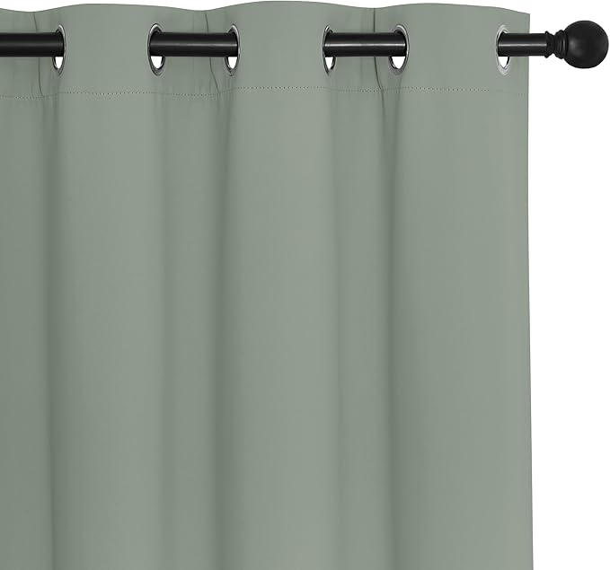 NICETOWN Blackout Curtains 72 inches Long, Grommet Privacy Window Treatment Thermal Insulated Room Darkening Sliding Glass Door Drape for Bedroom Living Room, 1 Panel, W100 x L72, Sage Green