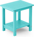 YEFU Outdoor Side Table for Patio: 16" HIPS Weather - Resistant Adirondack Tables - Waterproof Small Square End Tables for Backyard Living Room Bedroom - Indoor Outdoor Double Layer Table Aruba