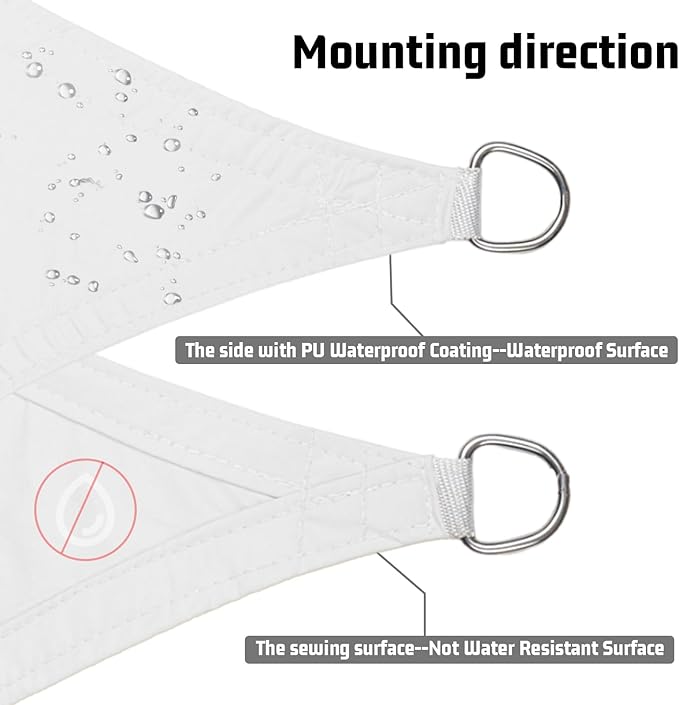 LOVE STORY Right Triangle 8'x12'x14.4' Waterproof Sun Shade Sail Canopy UV Block for Outdoor Patio Backyard Carport,White(We Make Custom Size)