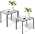 Crestlive Products Outdoor Side Table Set of 2, Aluminum Small Rectangular Coffee End Tables for Patio Balcony Pool Deck(Light Gray)