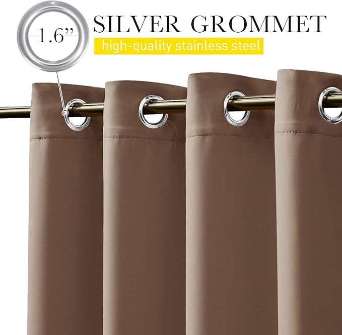 NICETOWN 2 Panels Weighted Blackout Curtains Patio Waterproof Outdoor Curtains, Thermal Insulated Top & Bottom Grommet & Back Tab Wind-Break Drapes Privacy for Pergola, W52 by L120, Tan