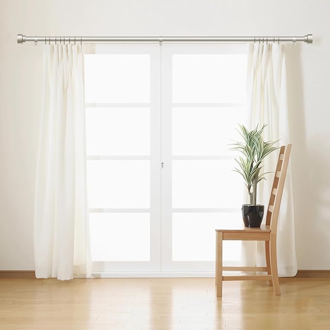 Time Forest Curtain Rods for Windows 48 to 84, 1 Inch Adjustable Heavy Duty Long Window Drapery Rods with End Caps, Indoor Outdoor Curtain Rod for Patio Bedroom, Size 32" - 90", Brushed Nickel