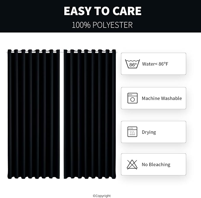 Waterproof Outdoor Curtain W105 x L108 - Grommet Top Sunlight Blocking Window Treatment Drapes Blackout Curtains for Home Bedroom Living Room Outdoor Patio Porch Pergola Cabana Gazebo, 2 Panels