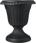 Arcadia Garden Products PL20BK Classic Traditional Plastic Urn Planter, Indoor or Outdoor Garden Decor, Flower Pot Vase 10x12 - Black