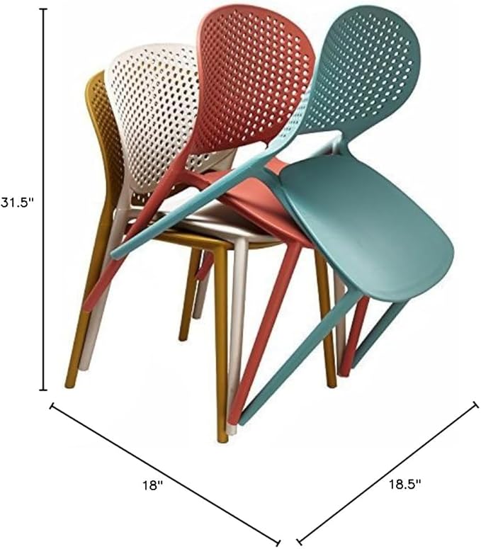 2xhome Set of 4 Patio Dining Chairs | Modern Stackable Outdoor Pool Side Chair | Weather Resistant Plastic for Yard, Porch, Balcony, Kitchen, White