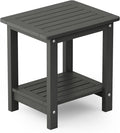 YEFU Outdoor Side Table for Patio: 16" HIPS Weather - Resistant Adirondack Tables - Waterproof Small Square End Tables for Backyard Living Room Bedroom - Indoor Outdoor Double Layer Table Dark Gray