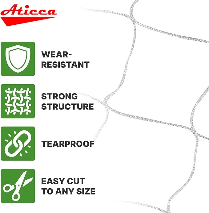 Trellis Netting 5 x 225 ft Heavy Duty Polyester Plant Support Netting White - 6 Inch Garden Rope Trellis on Roll - Mesh Twine for Growing Vine Climbing Plants, Flowers, Peas, and Tomatoes.