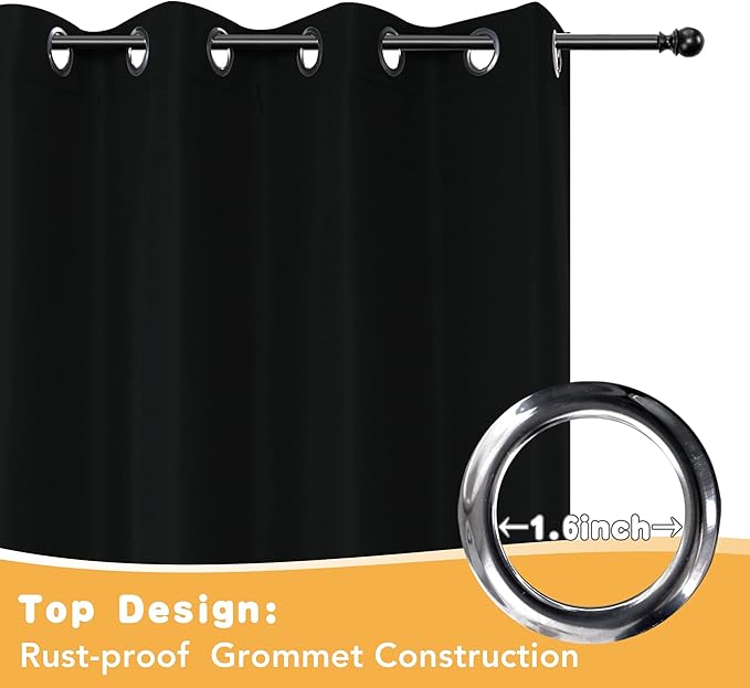 HolidayIdeas Outdoor Curtains for Patio Waterproof, 4 Panels - 54 x 108 Inch - Privacy Protection & Light Filtering Curtains Black Grommet Outside Curtains for Porch, Gazebo, Pergola, Backyard