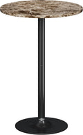 Flamaker Round Bistro Pub Table Modern Style Metal Base MDF Top Cocktail Bar Table Counter Bar Height for Pub, Dining Room, Party (1, Marble-Black)