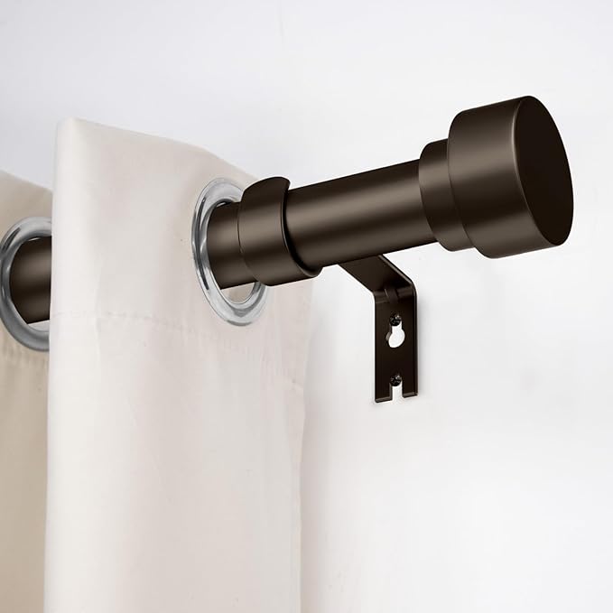 Curtain Rods for Windows 66 to 120, 1 Inch Adjustable Heavy Duty Long Window Outdoor Curtain Rod for Patio, Drapery Rods with Simple End Caps, Size 32"-120", Antique Bronze