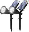 T-SUN Solar Spotlights Outdoor, 2 Pack White LED Landscape Lights, Waterproof Solar Powered Light with Auto On/Off, Adjustable Wall Lights for Yard, Garden, Patio, Driveway, Pool