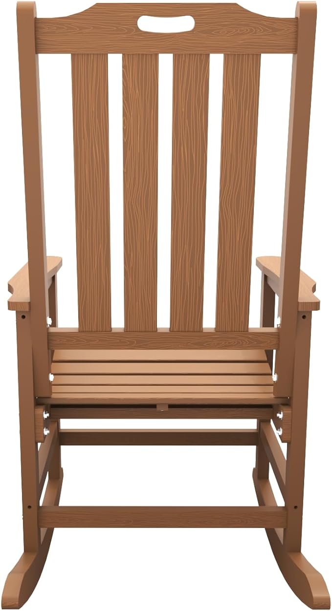 Oversized Rocking Chair Set of 8, Outdoor Rocking Chair for Adults, All Weather Resistant Porch Rocker for Lawn Garden, Wood