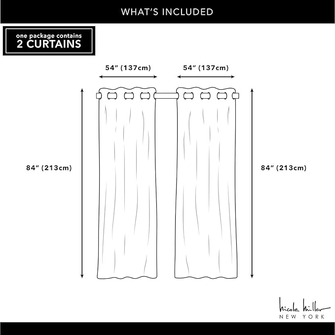 NICOLE MILLER NEW YORK Canvas Indoor/Outdoor Grommet Top Curtain Panel Pair, 54"x96", Green Apple