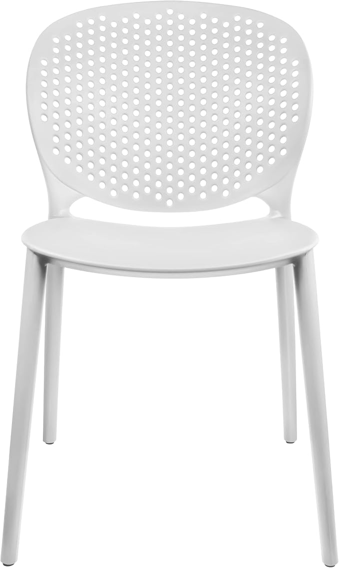 2xhome Set of 2 Patio Dining Chairs | Modern Stackable Outdoor Pool Side Chair | Weather Resistant Plastic for Yard, Porch, Balcony, Kitchen, White