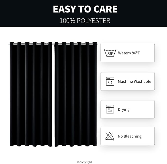 Outdoor Indoor Curtains W84 x L84 for Patio - Weather-resistant Window Panels Privacy Protect Grommet Top Thermal Insulated Home Curtain for Porch Pergola Lawn Garden Hot Tub Area (2 Panels)