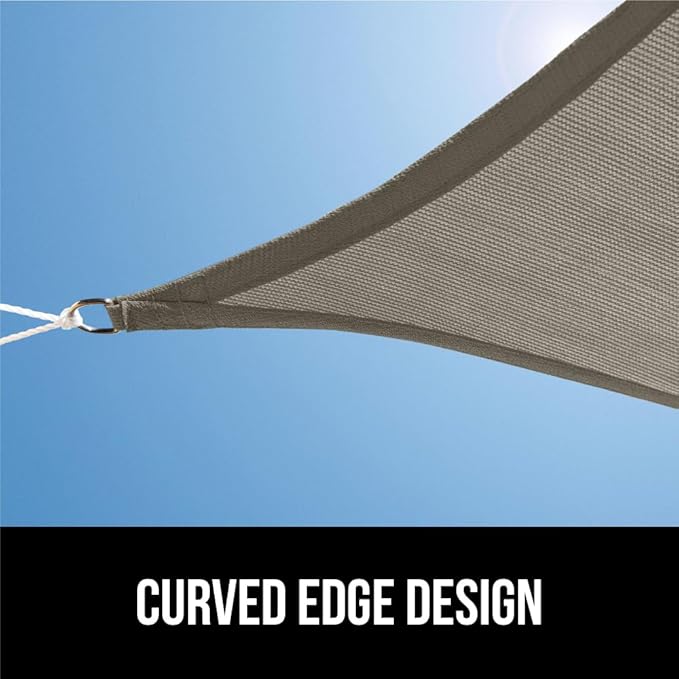 GORILLA GRIP Heavy Duty Sun Shade, UV Protection Fade Tear and Rust Resistant Rectangle Sunshade Canopy, Curved Edges Blocks Sunlight, Breathable Sail, Outdoor Patio, Lawn Garden 12x16 FT Gray