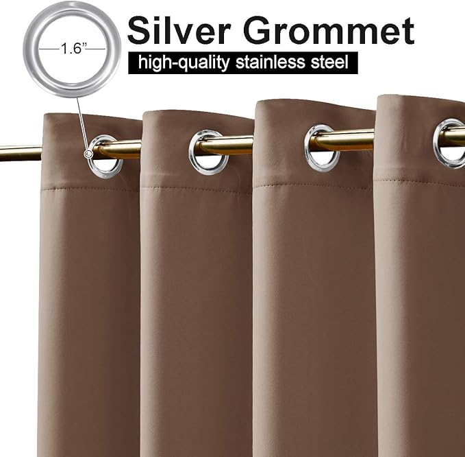 NICETOWN Patio Waterproof Outdoor Curtain, Thermal Insulated Rustproof Double Grommets (Top and Bottom) Wind-Break Outdoor Drape Keep Privacy for Pergola, 1 Panel, W84 by L84, Tan-Khaki