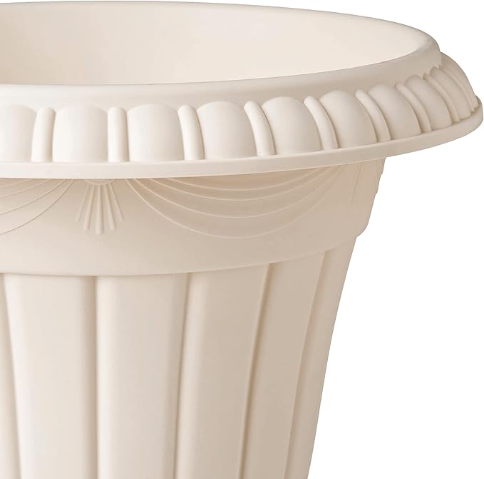 Arcadia Garden Products PL20BG Classic Traditional Plastic Urn Planter Indoor/Outdoor, 10" x 12", Beige