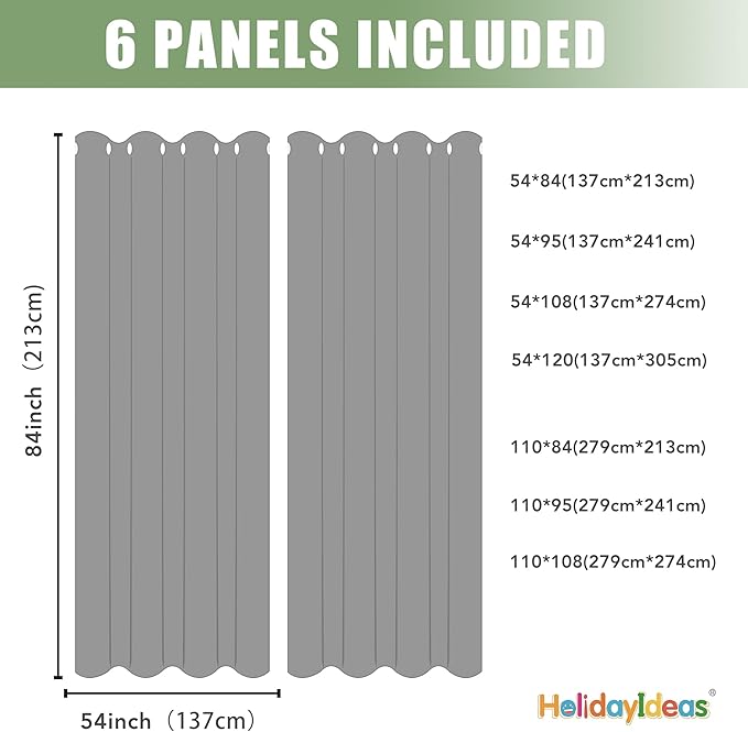 HolidayIdeas Outdoor Curtains for Patio Waterproof, 6 Panels - 54x84 Inches - Weatherproof Privacy Outsides Curtains for Cabana Porch Pergola, Sunlight & UV Blocking (Teal, Grommet Top)