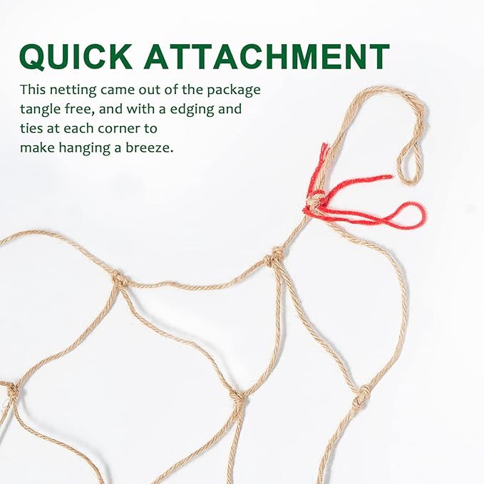 Jute Trellis Netting - Jute Netting for Garden, Heavy Duty Plant Support Netting for Climbing Plants, Cucumber, Vine, Fruits & Vegetables, Climbing Vining Plants (6.6 Ft x 9.8 Ft, 5.9 Inch Squares)