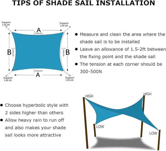 KANAGAWA 10'X14' Turquoise Mix Custom Size Sun Shade Sail Rectangle UV Block Canopy Cover for Patio Backyard Lawn Garden Outdoor (Customized Available)