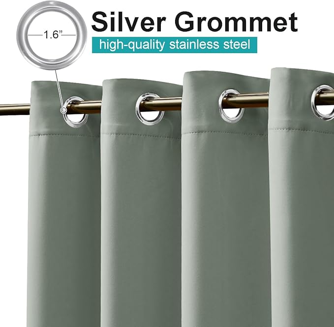 NICETOWN Outdoor Curtainch for Patio Waterproof 140 inch Wide, Rustproof Grommet Thermal Insulated UV Blocking Cabana Curtainch & Drape, Privacy Safe Shade for Gazebo, Sage Green, 1 PC, 84-Inch Long